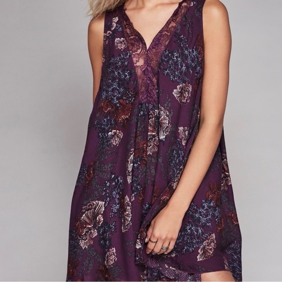 Intimately By Free People Other - Intimately Free People "So You Say" Lace Floral Slip Dress Womens M Purple Boho
